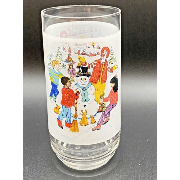 Vintage Ronald McDonalds Winter Snowman Christmas Collectible Drinking Glass - Picture 1 of 9